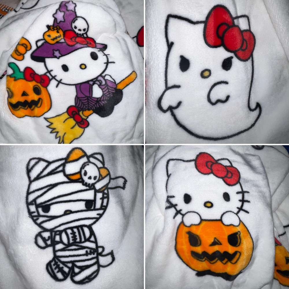 Sanrio Hello Kitty Halloween Pumpkin Witch Mummy Ghost Plush Throw Blanket 60x70